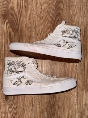 Vans White High-Top Surf Graphic Canvas Sneakers